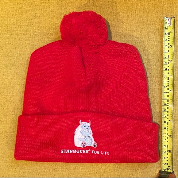 NWOT Starbucks for Life 2021 Exclusive Limited Edition Sleeping Yeti Red Beanie - Picture 6 of 10